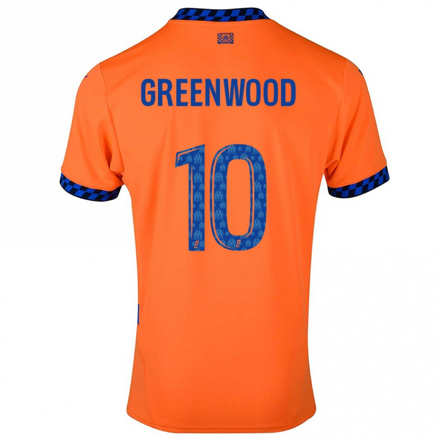 Kinder Fußball Mason Greenwood #10 Orange Dunkelblau Ausweichtrikot Trikot 2024/25 T-Shirt Luxemburg