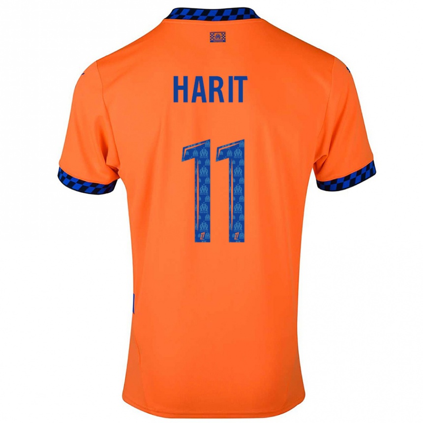 Kinder Fußball Amine Harit #11 Orange Dunkelblau Ausweichtrikot Trikot 2024/25 T-Shirt Luxemburg