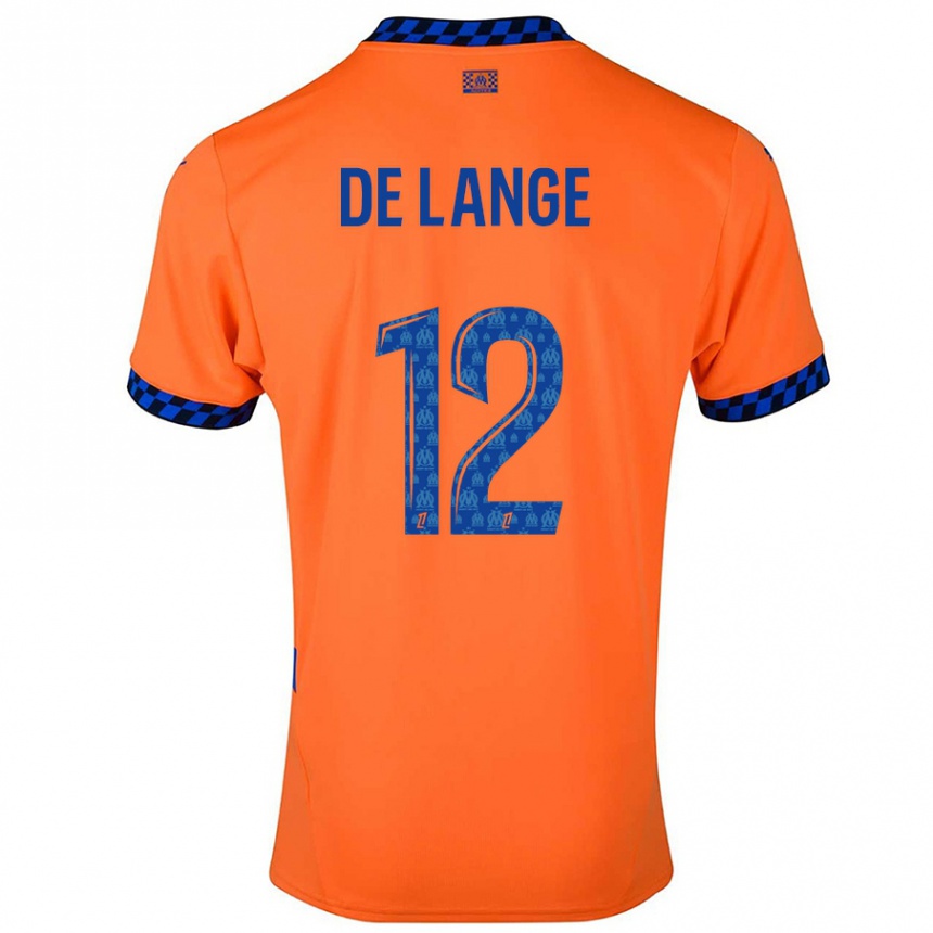 Kinder Fußball Jeffrey De Lange #12 Orange Dunkelblau Ausweichtrikot Trikot 2024/25 T-Shirt Luxemburg