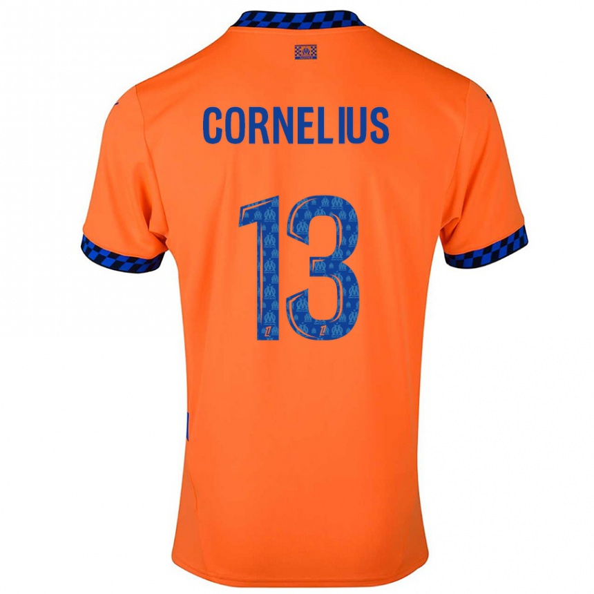 Kinder Fußball Derek Cornelius #13 Orange Dunkelblau Ausweichtrikot Trikot 2024/25 T-Shirt Luxemburg