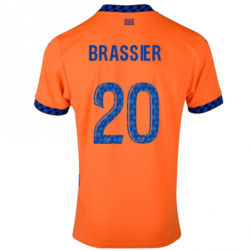 Kinder Fußball Lilian Brassier #20 Orange Dunkelblau Ausweichtrikot Trikot 2024/25 T-Shirt Luxemburg