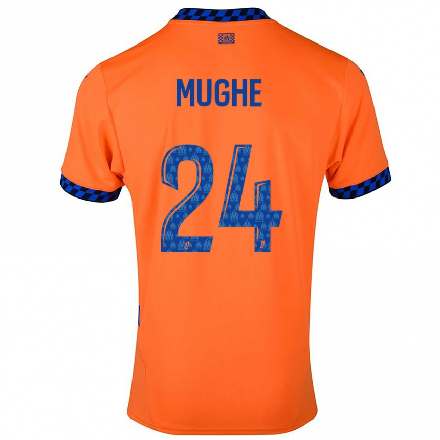 Kinder Fußball François Mughe #24 Orange Dunkelblau Ausweichtrikot Trikot 2024/25 T-Shirt Luxemburg