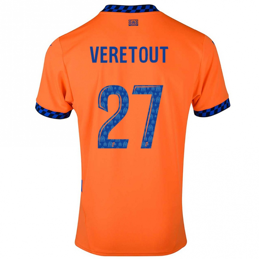 Kinder Fußball Jordan Veretout #27 Orange Dunkelblau Ausweichtrikot Trikot 2024/25 T-Shirt Luxemburg