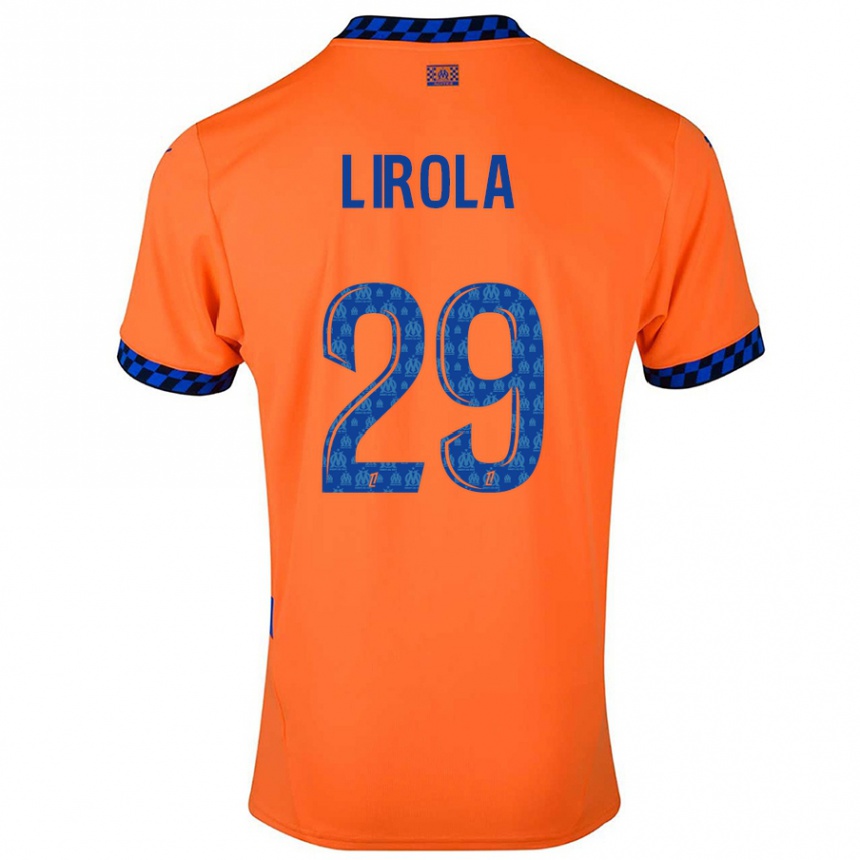 Kinder Fußball Pol Lirola #29 Orange Dunkelblau Ausweichtrikot Trikot 2024/25 T-Shirt Luxemburg