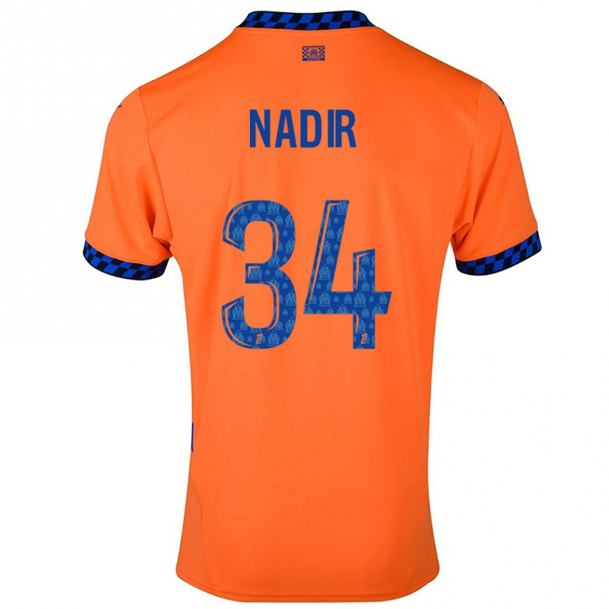 Kinder Fußball Bilal Nadir #34 Orange Dunkelblau Ausweichtrikot Trikot 2024/25 T-Shirt Luxemburg