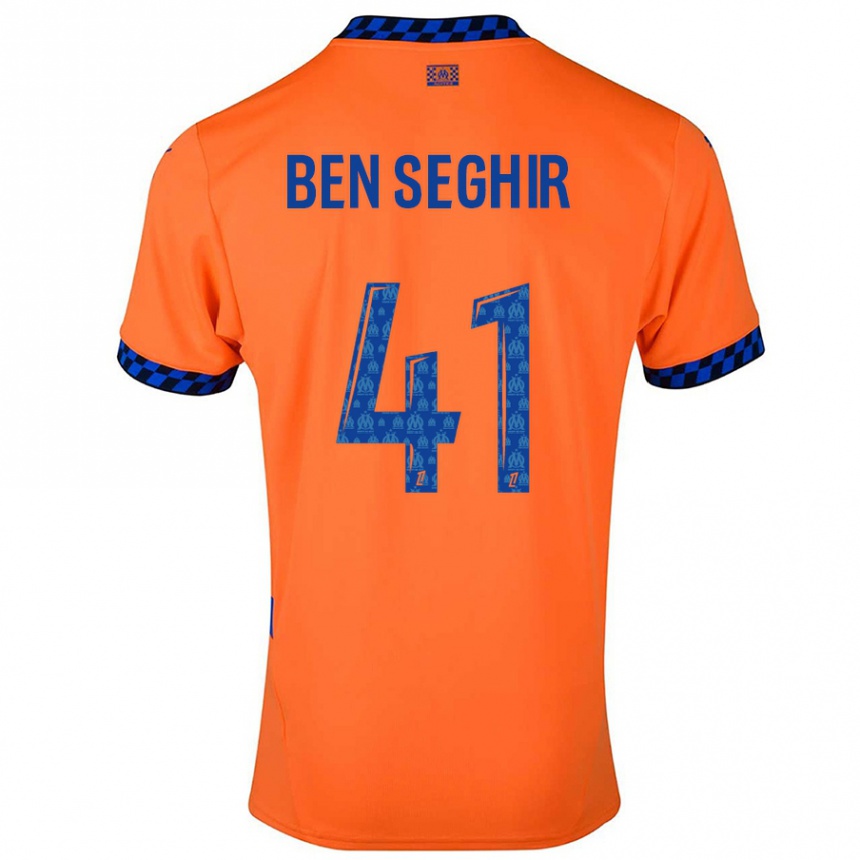 Kinder Fußball Salim Ben Seghir #41 Orange Dunkelblau Ausweichtrikot Trikot 2024/25 T-Shirt Luxemburg