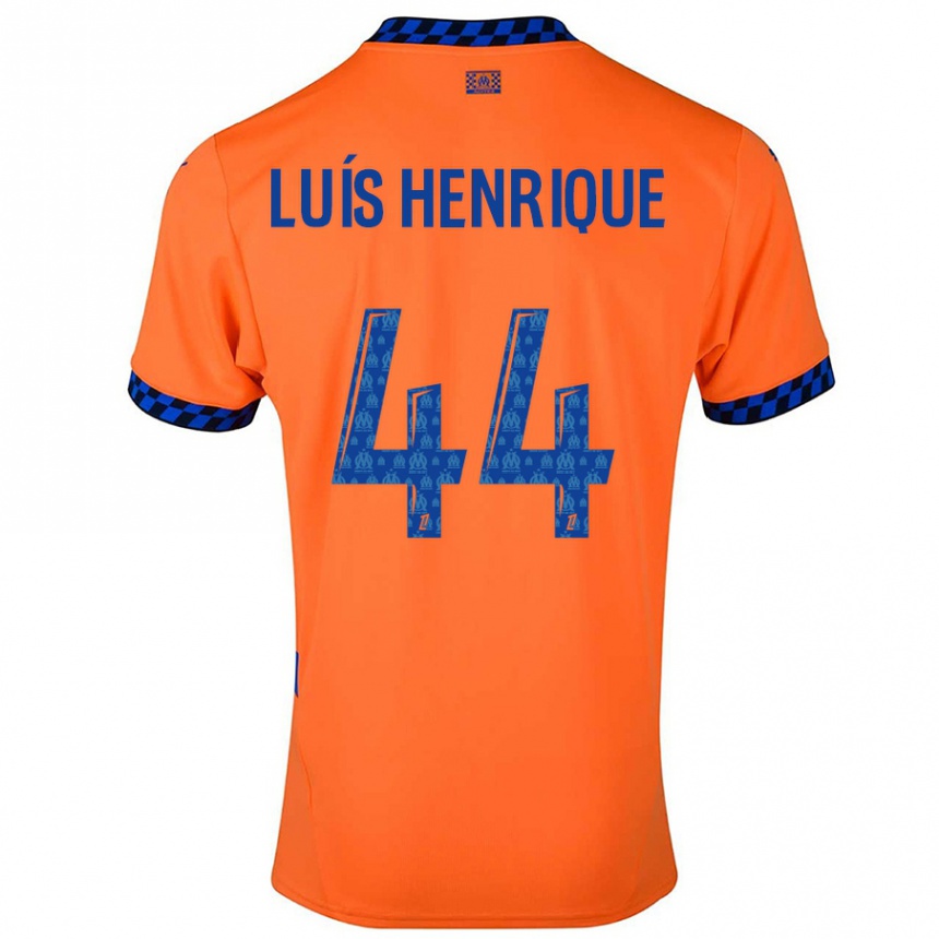 Kinder Fußball Luis Henrique #44 Orange Dunkelblau Ausweichtrikot Trikot 2024/25 T-Shirt Luxemburg