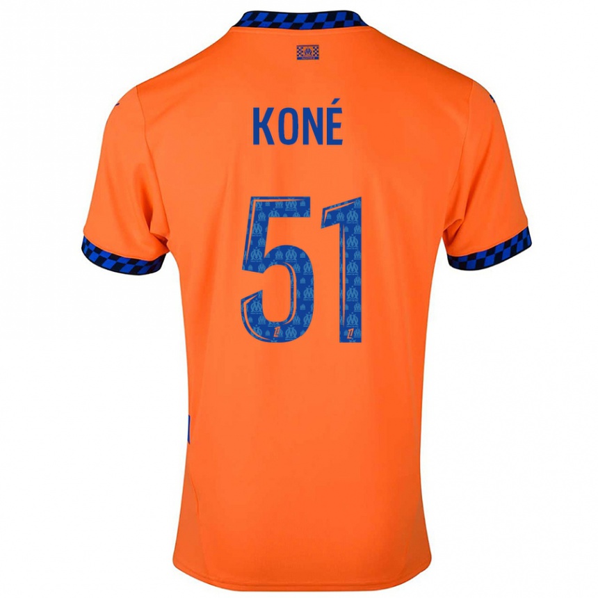 Kinder Fußball Ismaël Koné #51 Orange Dunkelblau Ausweichtrikot Trikot 2024/25 T-Shirt Luxemburg