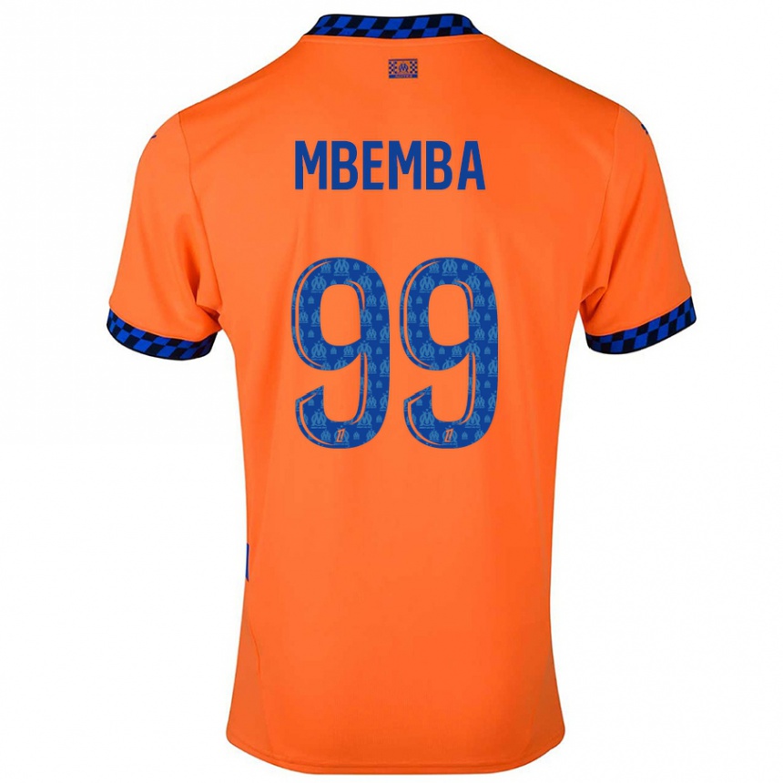 Kinder Fußball Chancel Mbemba #99 Orange Dunkelblau Ausweichtrikot Trikot 2024/25 T-Shirt Luxemburg