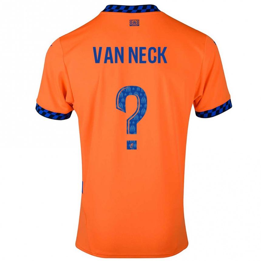 Kinder Fußball Jelle Van Neck #0 Orange Dunkelblau Ausweichtrikot Trikot 2024/25 T-Shirt Luxemburg