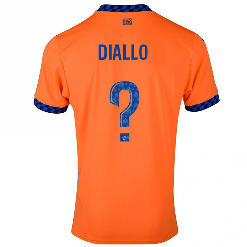 Kinder Fußball Mouhamed Diallo #0 Orange Dunkelblau Ausweichtrikot Trikot 2024/25 T-Shirt Luxemburg