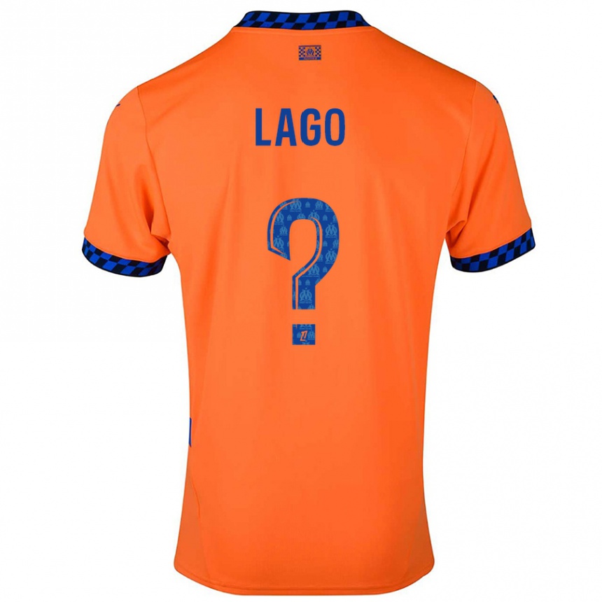 Kinder Fußball Ange Lago #0 Orange Dunkelblau Ausweichtrikot Trikot 2024/25 T-Shirt Luxemburg