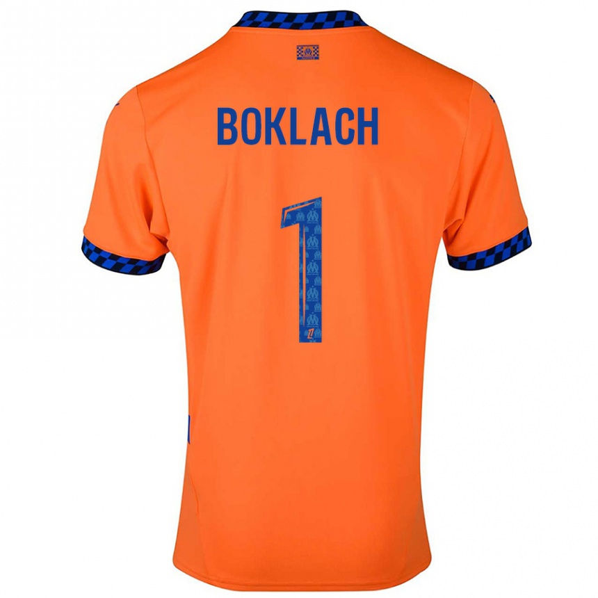 Kinder Fußball Kateryna Boklach #1 Orange Dunkelblau Ausweichtrikot Trikot 2024/25 T-Shirt Luxemburg