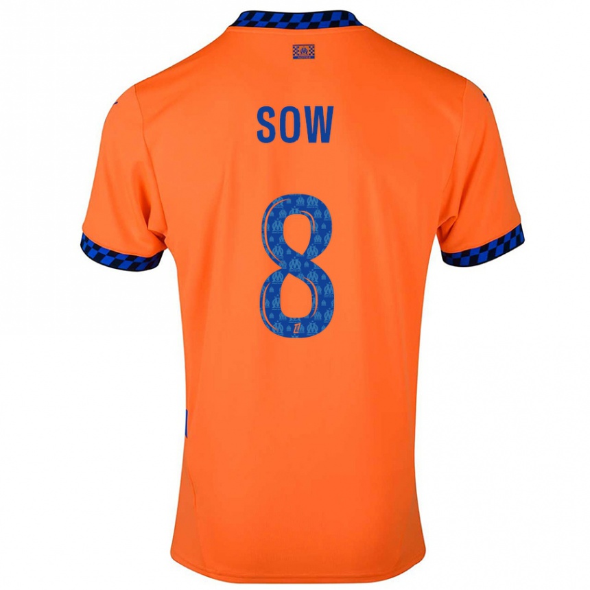 Kinder Fußball Mbayang Sow #8 Orange Dunkelblau Ausweichtrikot Trikot 2024/25 T-Shirt Luxemburg