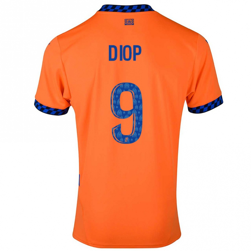 Kinder Fußball Mama Diop #9 Orange Dunkelblau Ausweichtrikot Trikot 2024/25 T-Shirt Luxemburg