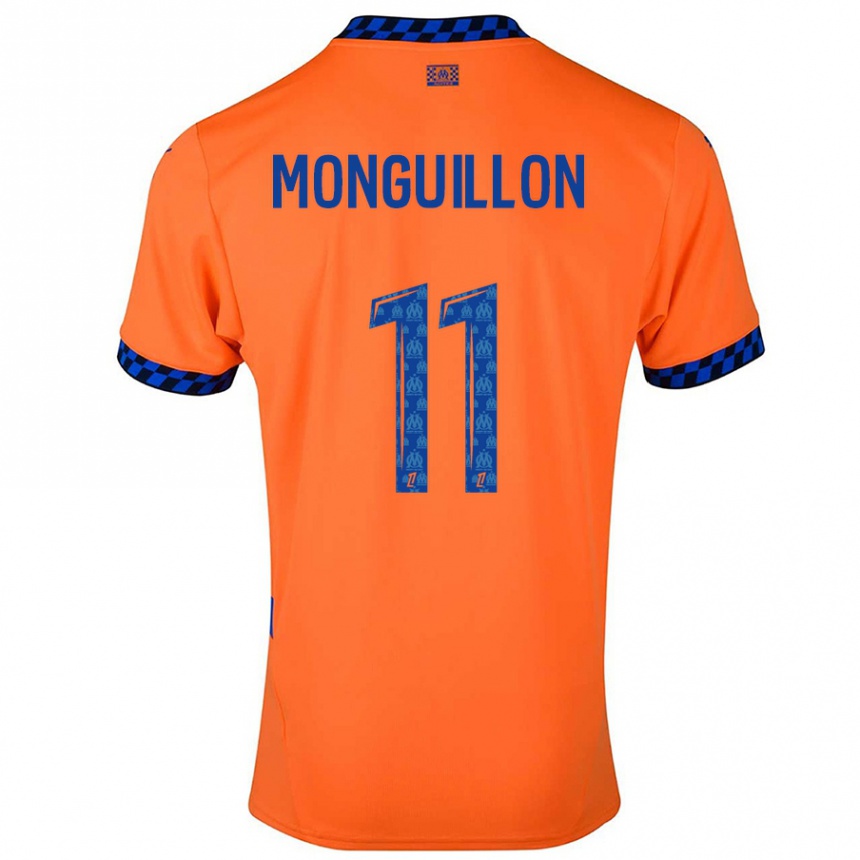 Kinder Fußball Coralie Monguillon #11 Orange Dunkelblau Ausweichtrikot Trikot 2024/25 T-Shirt Luxemburg