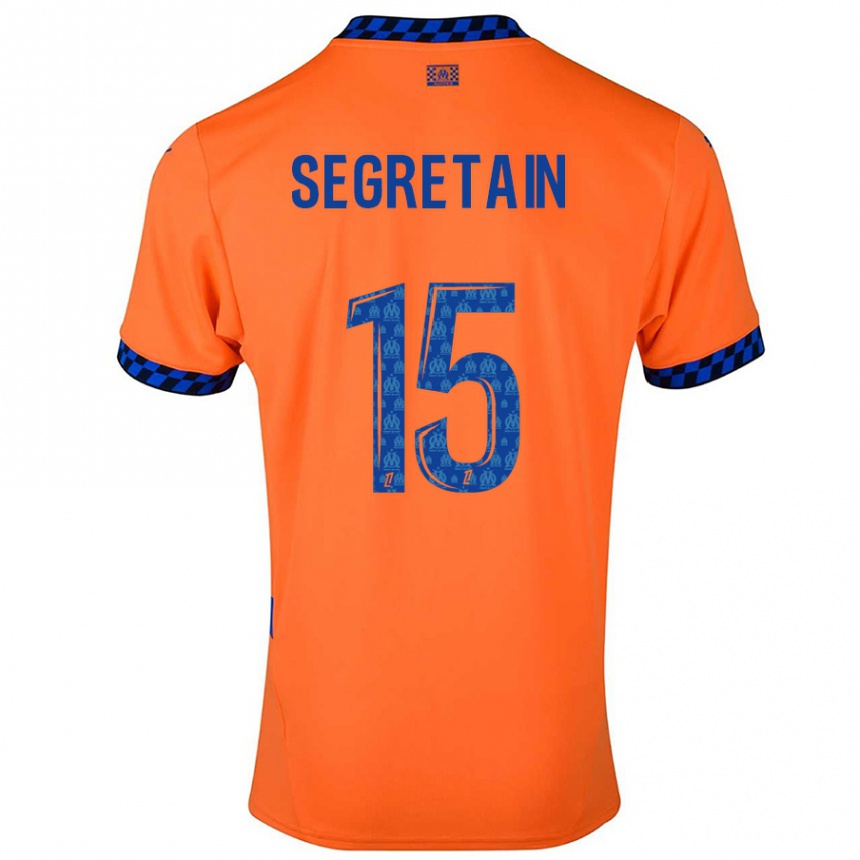 Kinder Fußball Julie Ségrétain #15 Orange Dunkelblau Ausweichtrikot Trikot 2024/25 T-Shirt Luxemburg