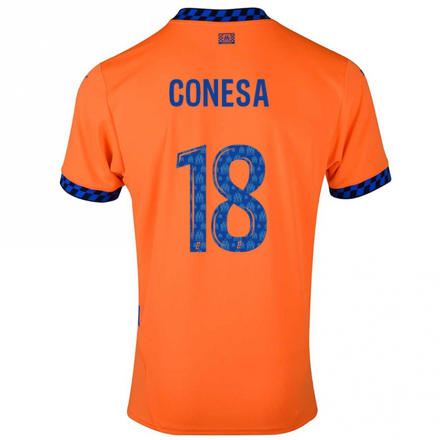 Kinder Fußball Anna Conesa #18 Orange Dunkelblau Ausweichtrikot Trikot 2024/25 T-Shirt Luxemburg