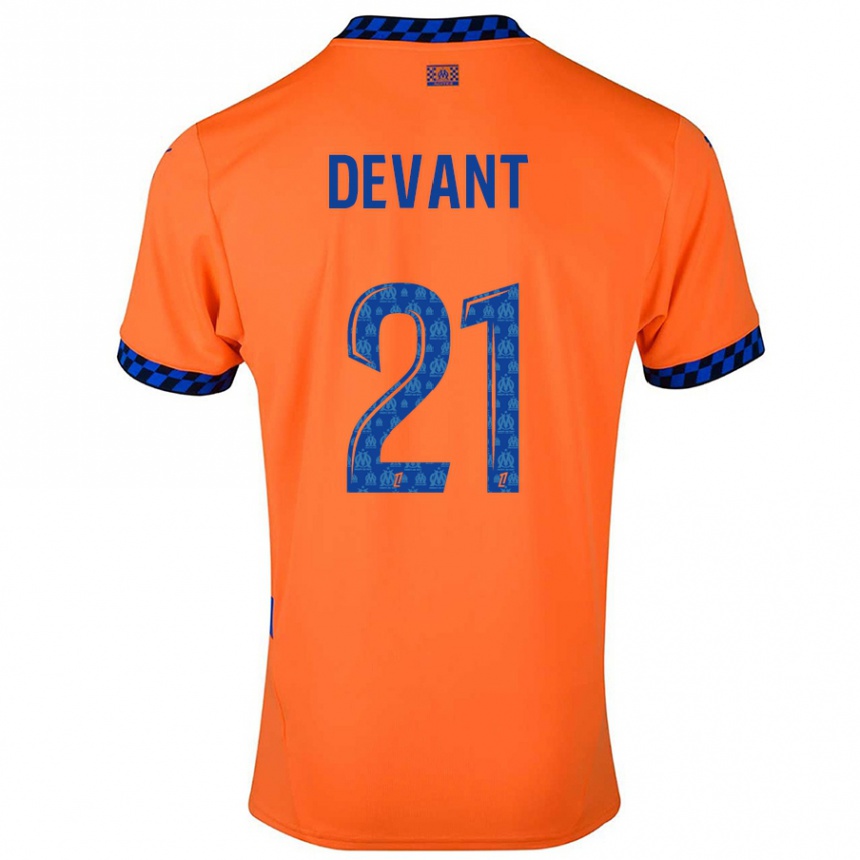 Kinder Fußball Caroline Devant #21 Orange Dunkelblau Ausweichtrikot Trikot 2024/25 T-Shirt Luxemburg