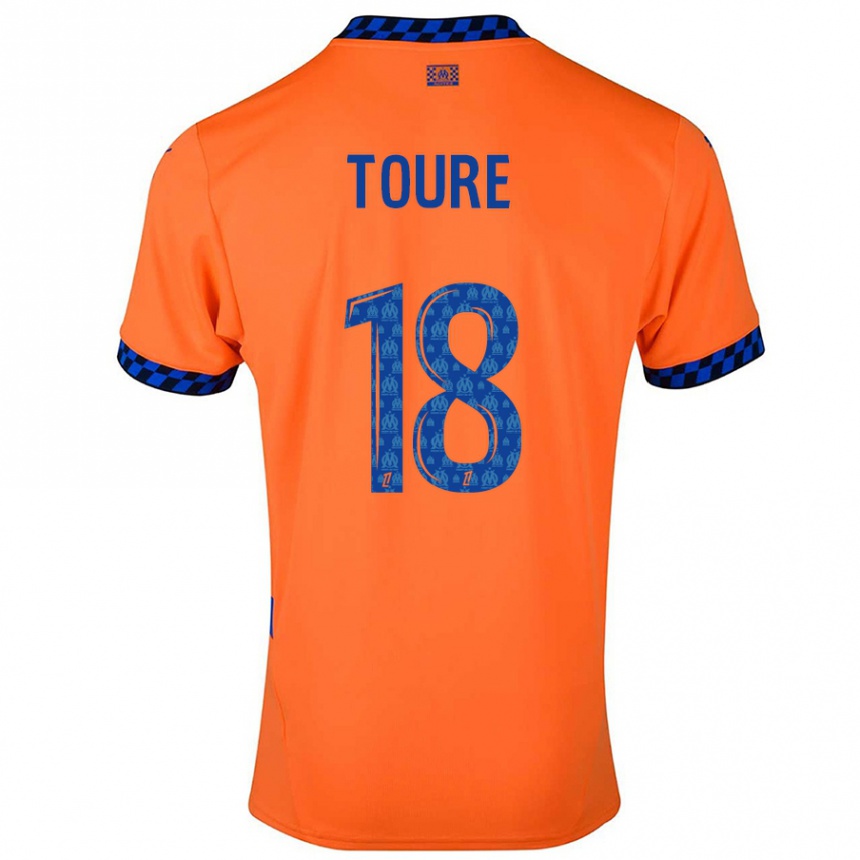 Kinder Fußball Isaak Toure #18 Orange Dunkelblau Ausweichtrikot Trikot 2024/25 T-Shirt Luxemburg