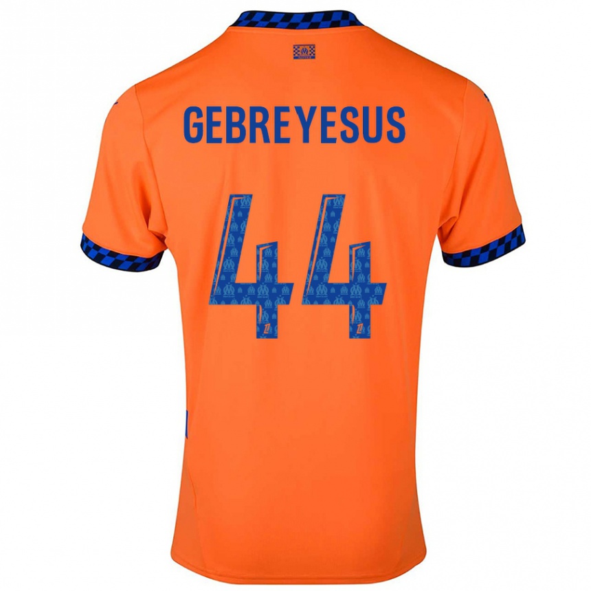 Kinder Fußball Esey Gebreyesus #44 Orange Dunkelblau Ausweichtrikot Trikot 2024/25 T-Shirt Luxemburg