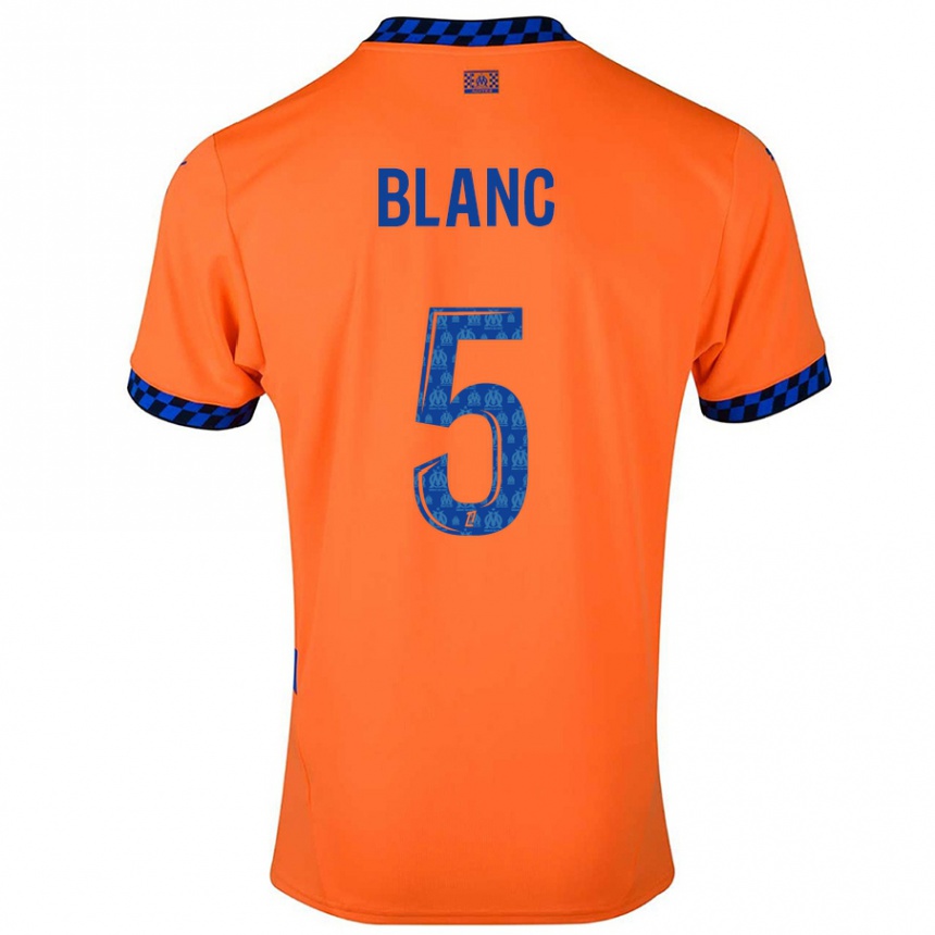 Kinder Fußball Amandine Blanc #5 Orange Dunkelblau Ausweichtrikot Trikot 2024/25 T-Shirt Luxemburg