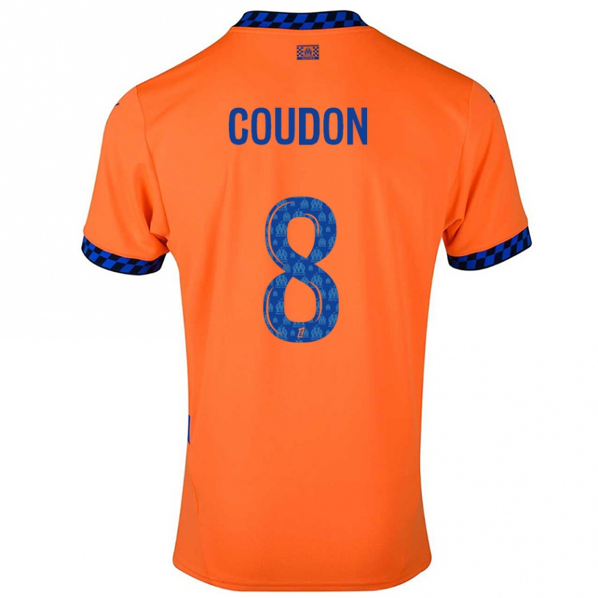 Kinder Fußball Marine Coudon #8 Orange Dunkelblau Ausweichtrikot Trikot 2024/25 T-Shirt Luxemburg