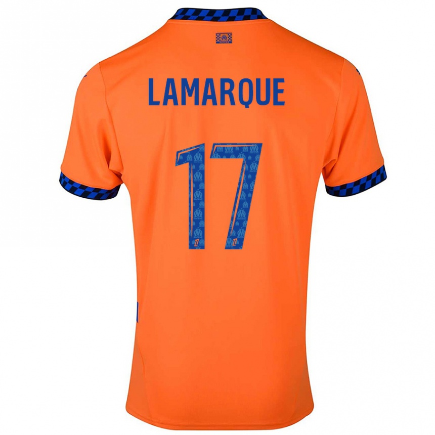 Kinder Fußball Alais Lamarque #17 Orange Dunkelblau Ausweichtrikot Trikot 2024/25 T-Shirt Luxemburg