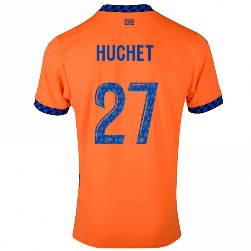 Kinder Fußball Sarah Huchet #27 Orange Dunkelblau Ausweichtrikot Trikot 2024/25 T-Shirt Luxemburg