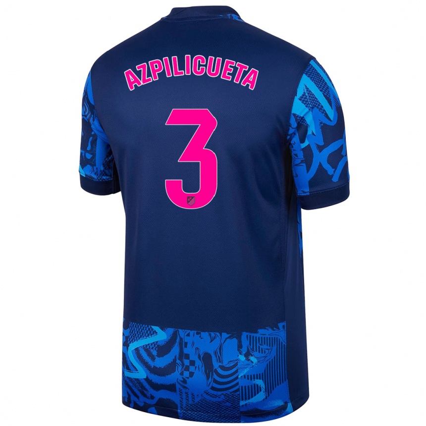 Kinder Fußball César Azpilicueta #3 Königsblau Ausweichtrikot Trikot 2024/25 T-Shirt Luxemburg