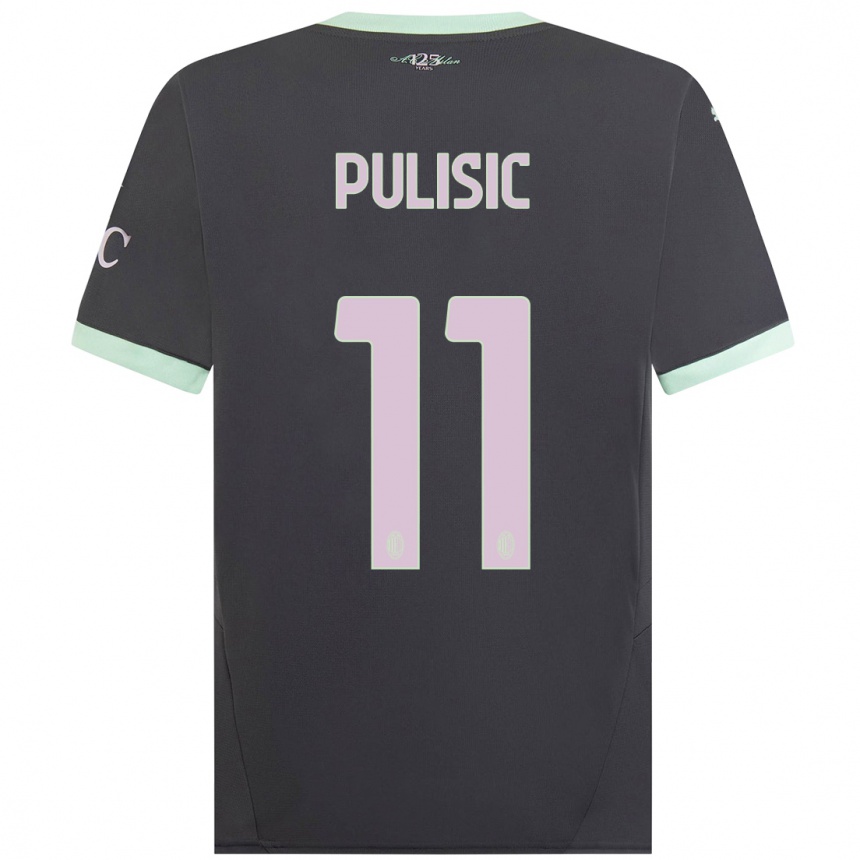 Kinder Fußball Christian Pulisic #11 Grau Ausweichtrikot Trikot 2024/25 T-Shirt Luxemburg