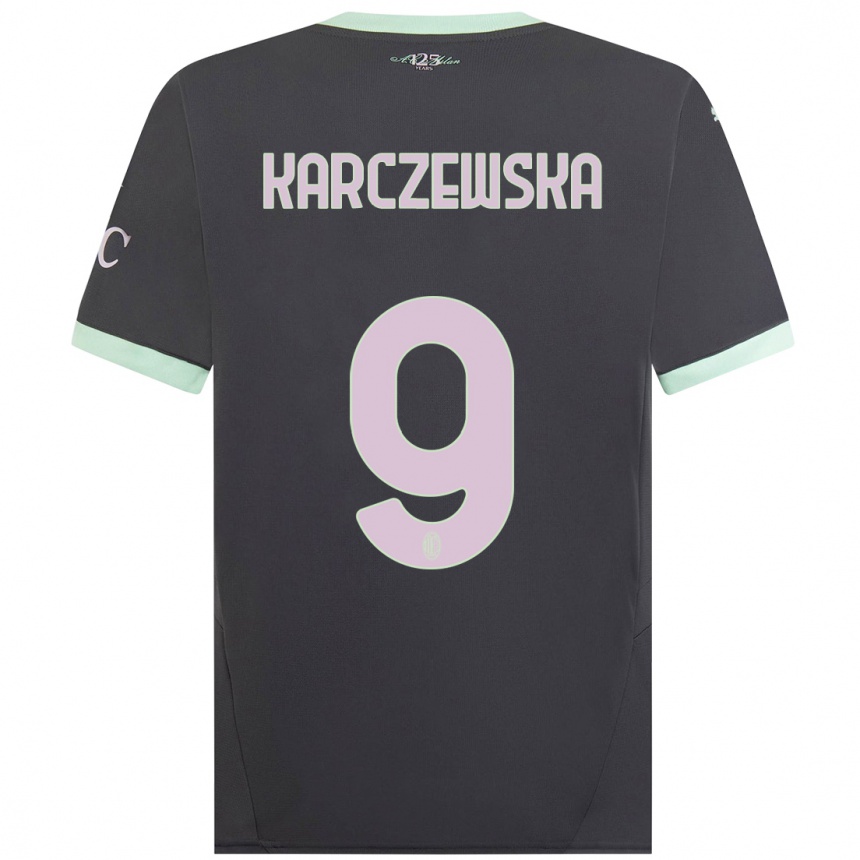 Kinder Fußball Nikola Karczewska #9 Grau Ausweichtrikot Trikot 2024/25 T-Shirt Luxemburg