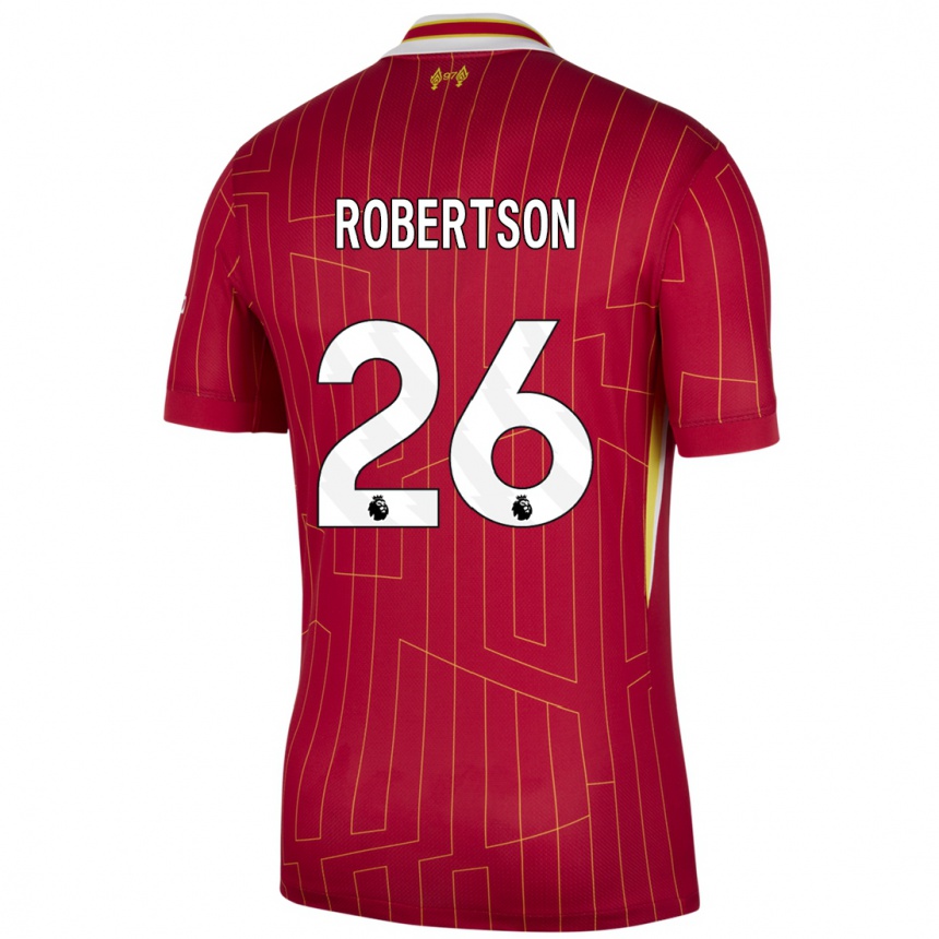 Herren Fußball Andrew Robertson #26 Rot Gelb Weiß Heimtrikot Trikot 2024/25 T-Shirt Luxemburg