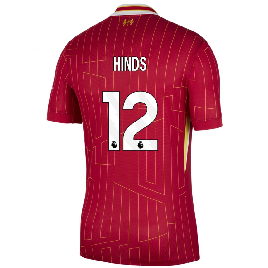 Herren Fußball Taylor Hinds #12 Rot Gelb Weiß Heimtrikot Trikot 2024/25 T-Shirt Luxemburg