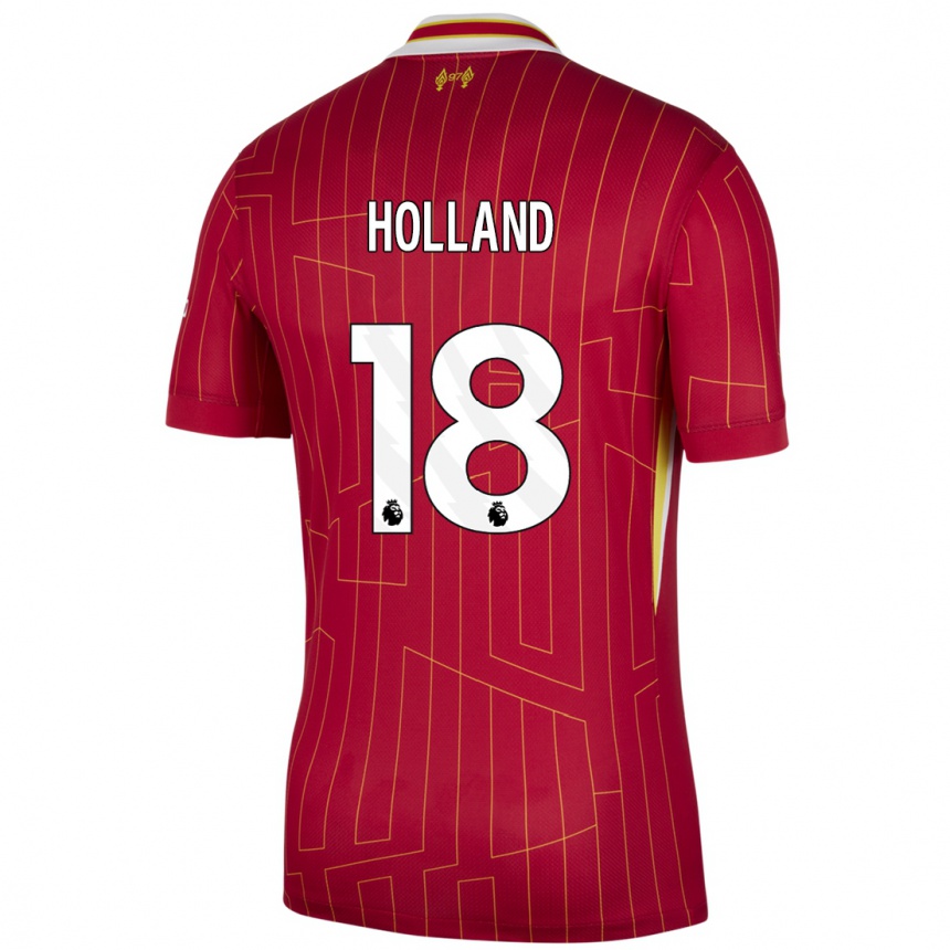 Herren Fußball Ceri Holland #18 Rot Gelb Weiß Heimtrikot Trikot 2024/25 T-Shirt Luxemburg