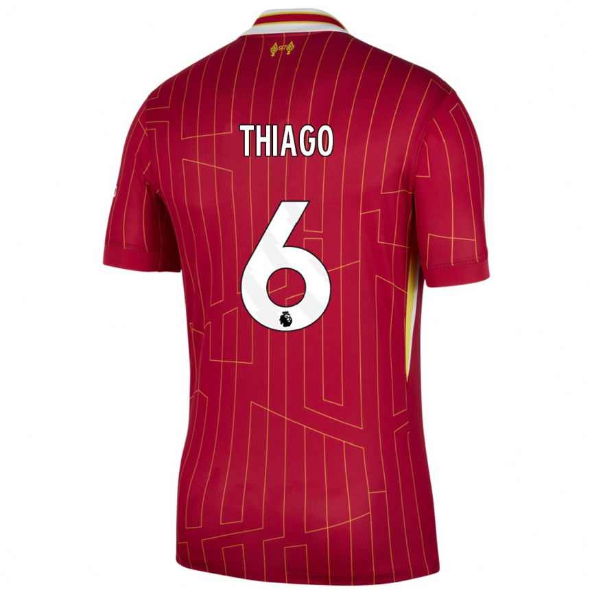 Herren Fußball Thiago #6 Rot Gelb Weiß Heimtrikot Trikot 2024/25 T-Shirt Luxemburg