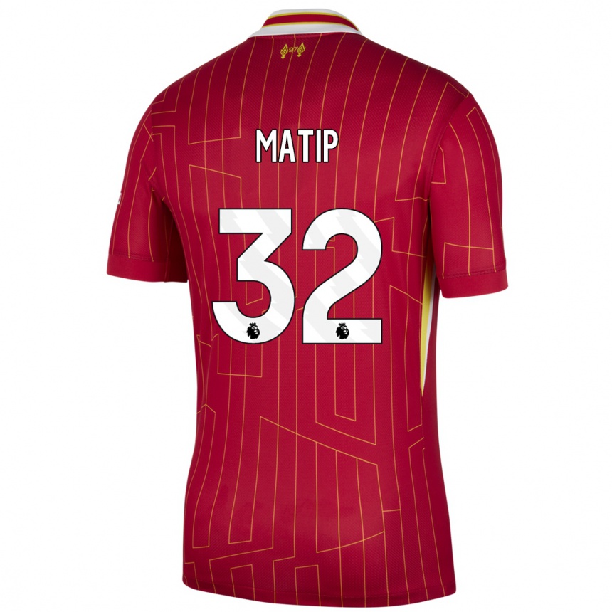 Herren Fußball Joel Matip #32 Rot Gelb Weiß Heimtrikot Trikot 2024/25 T-Shirt Luxemburg