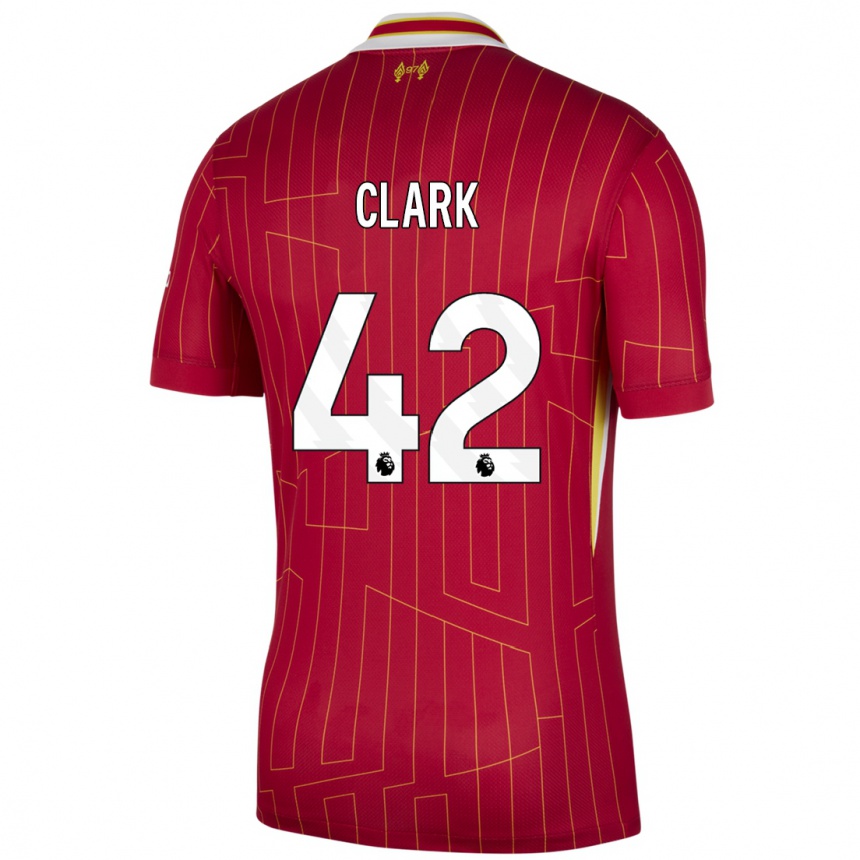 Herren Fußball Bobby Clark #42 Rot Gelb Weiß Heimtrikot Trikot 2024/25 T-Shirt Luxemburg