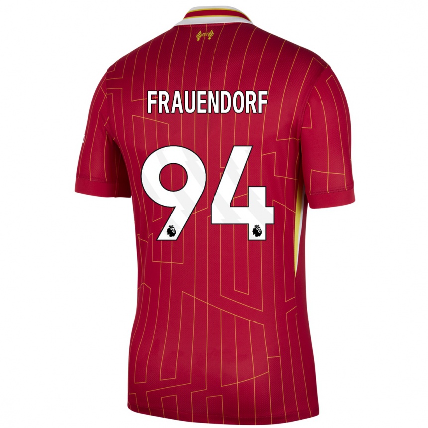 Herren Fußball Melkamu Frauendorf #94 Rot Gelb Weiß Heimtrikot Trikot 2024/25 T-Shirt Luxemburg