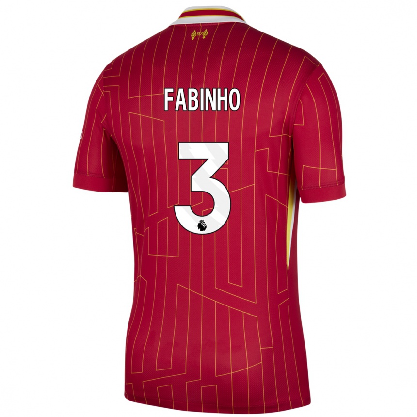 Herren Fußball Fabinho #3 Rot Gelb Weiß Heimtrikot Trikot 2024/25 T-Shirt Luxemburg