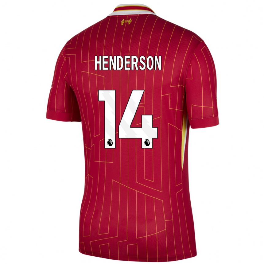 Herren Fußball Henderson #14 Rot Gelb Weiß Heimtrikot Trikot 2024/25 T-Shirt Luxemburg