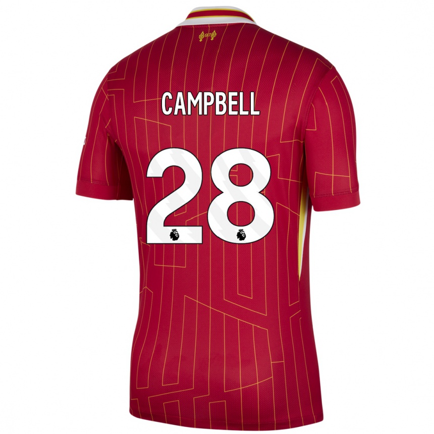 Herren Fußball Megan Campbell #28 Rot Gelb Weiß Heimtrikot Trikot 2024/25 T-Shirt Luxemburg