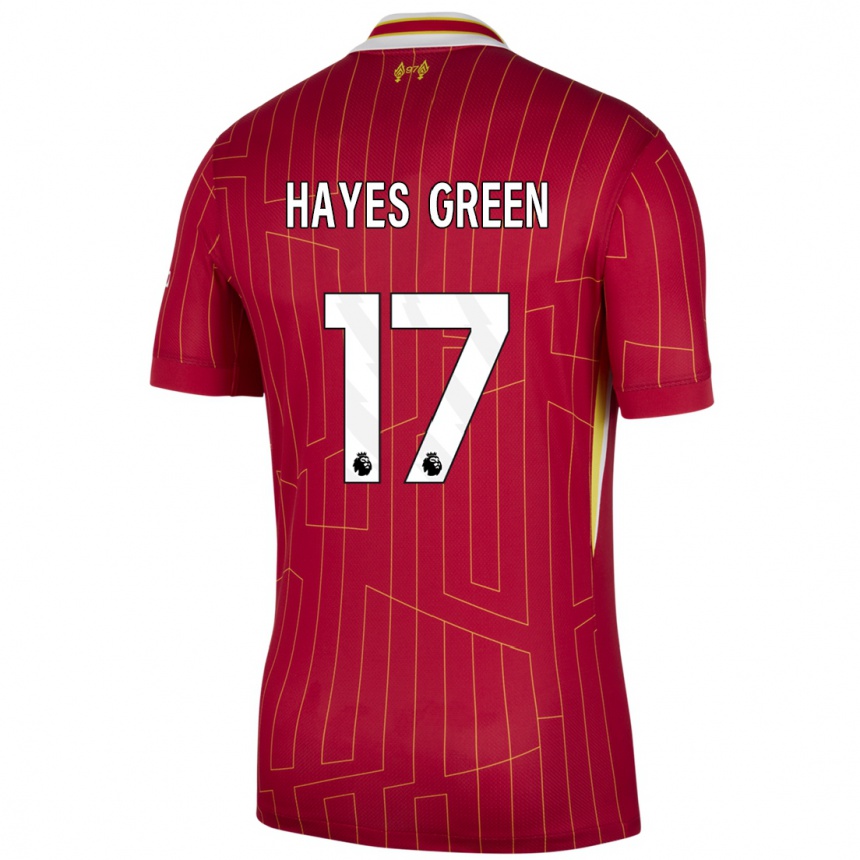 Herren Fußball Charlie Hayes-Green #17 Rot Gelb Weiß Heimtrikot Trikot 2024/25 T-Shirt Luxemburg