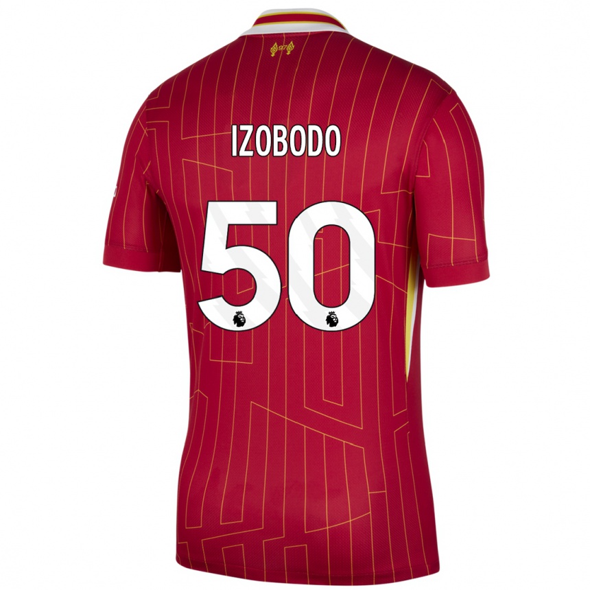 Herren Fußball Elijah Izobodo John #50 Rot Gelb Weiß Heimtrikot Trikot 2024/25 T-Shirt Luxemburg