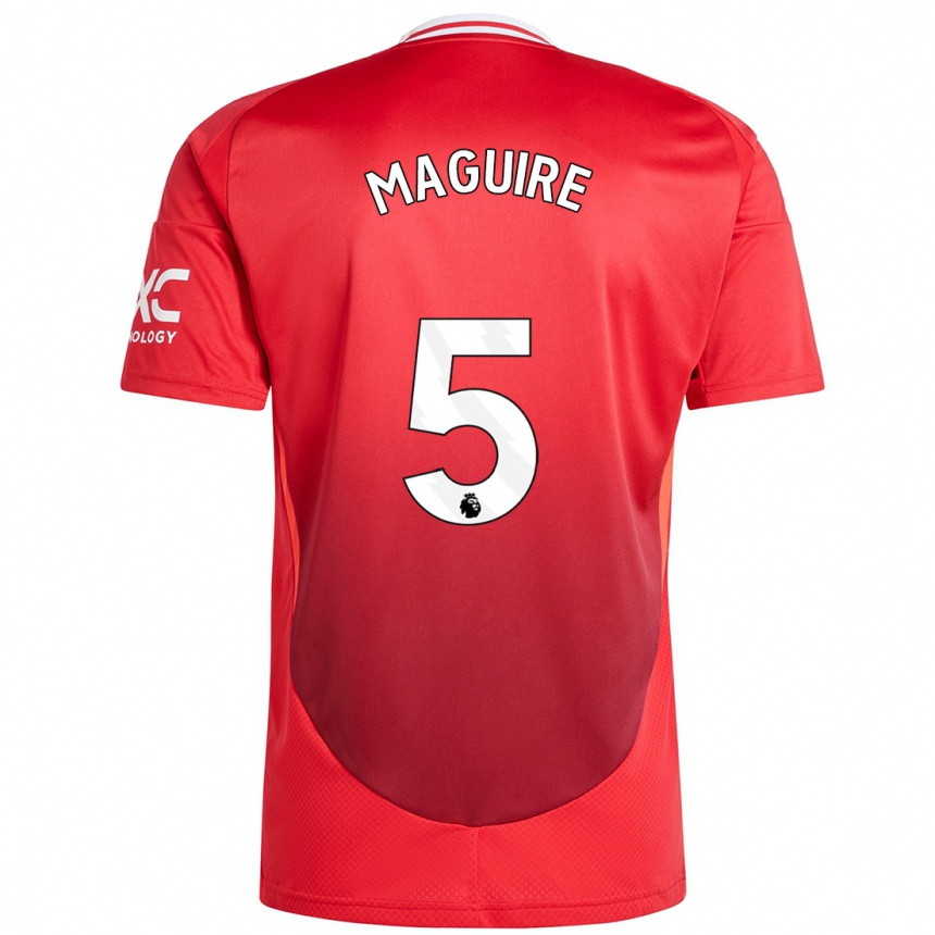 Herren Fußball Harry Maguire #5 Hellrot Heimtrikot Trikot 2024/25 T-Shirt Luxemburg