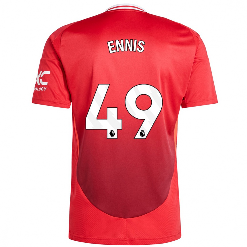 Herren Fußball Ethan Ennis #49 Hellrot Heimtrikot Trikot 2024/25 T-Shirt Luxemburg