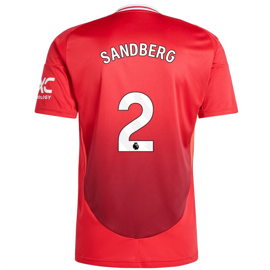 Herren Fußball Anna Sandberg #2 Hellrot Heimtrikot Trikot 2024/25 T-Shirt Luxemburg