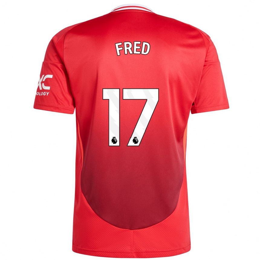 Herren Fußball Fred #17 Hellrot Heimtrikot Trikot 2024/25 T-Shirt Luxemburg