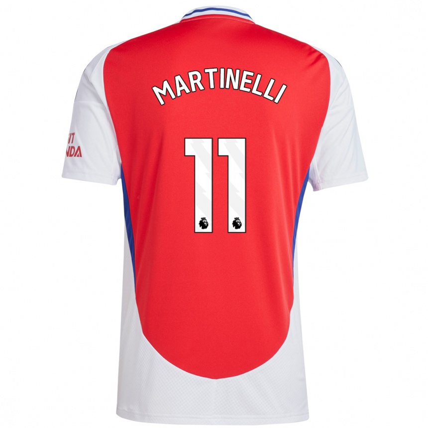 Herren Fußball Gabriel Martinelli #11 Rot Weiß Heimtrikot Trikot 2024/25 T-Shirt Luxemburg