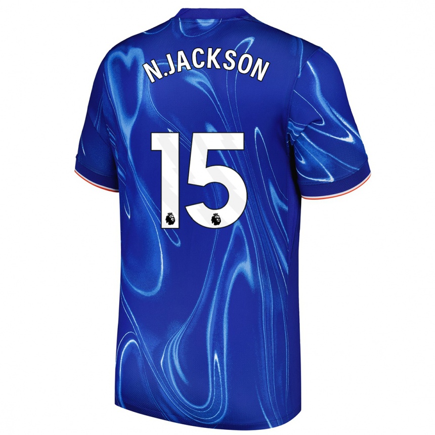 Herren Fußball Nicolas Jackson #15 Blau Weiß Heimtrikot Trikot 2024/25 T-Shirt Luxemburg